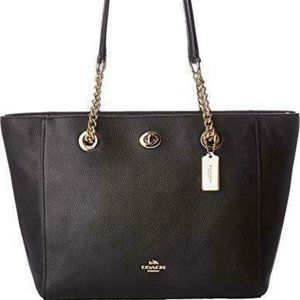 Coach Turnlock Ladies Pebbled Leather Tote MEDIUM Handbag 57107 NEW WITH…
